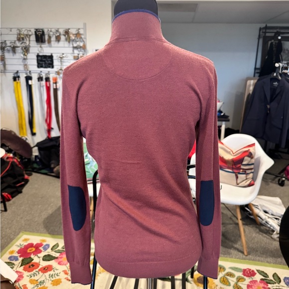 Women's Mauve and Violet Turtleneck 1/4 Zip Sweater - Picture 3 of 7